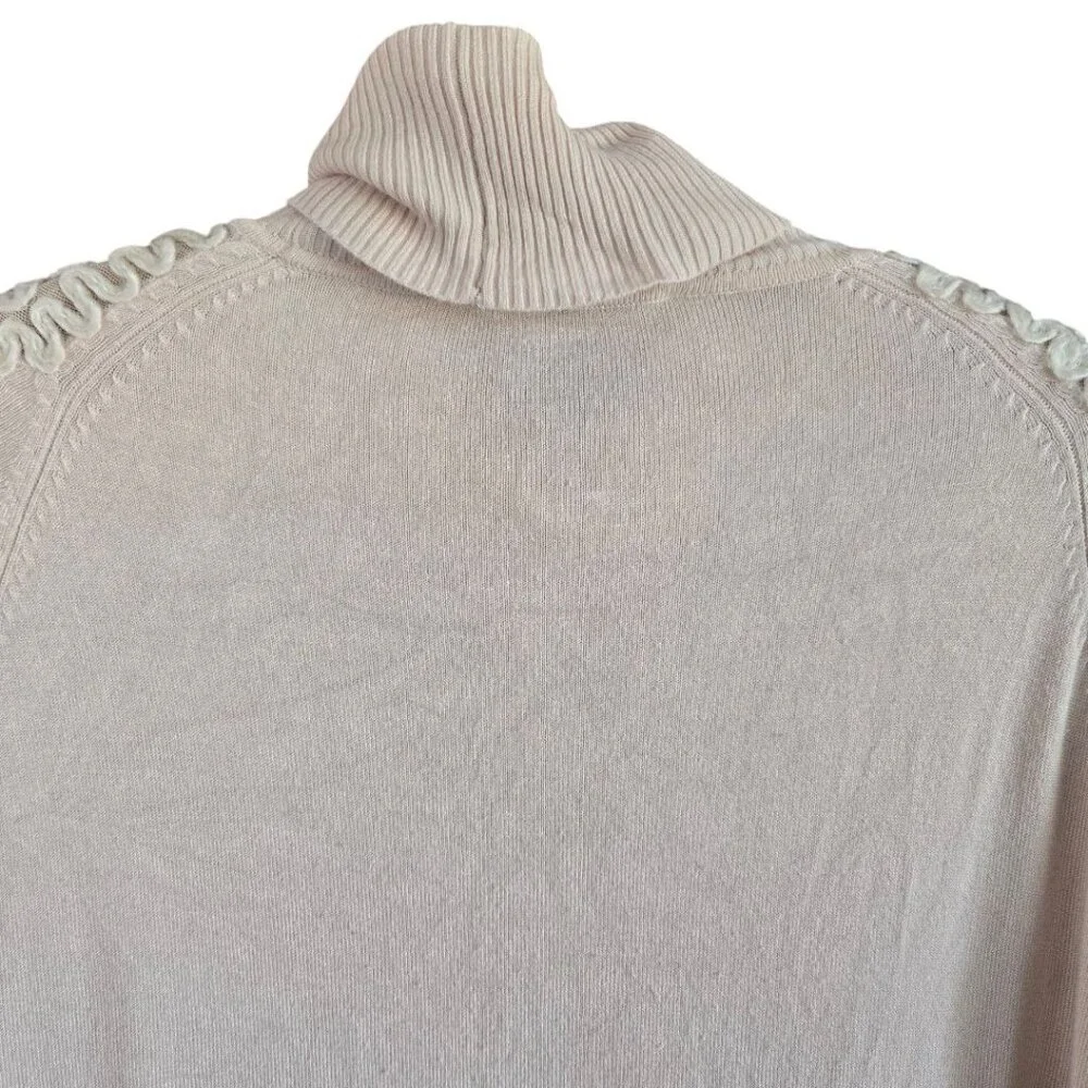 Boston Proper Floral Lace Embroidered Cowl Neck Sweater Blush Pink Size L - Picture 5 of 9